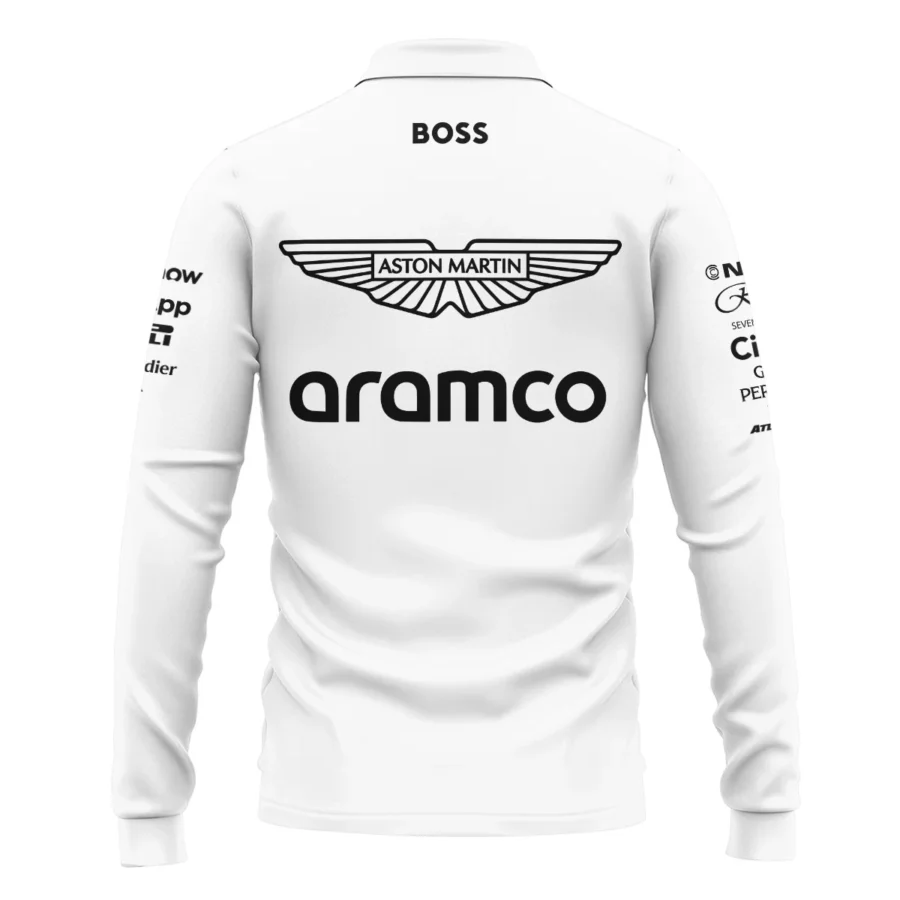 2025 Aston Martin F1 Team Suit Long Polo Shirt BLVA120725A06AMLPL