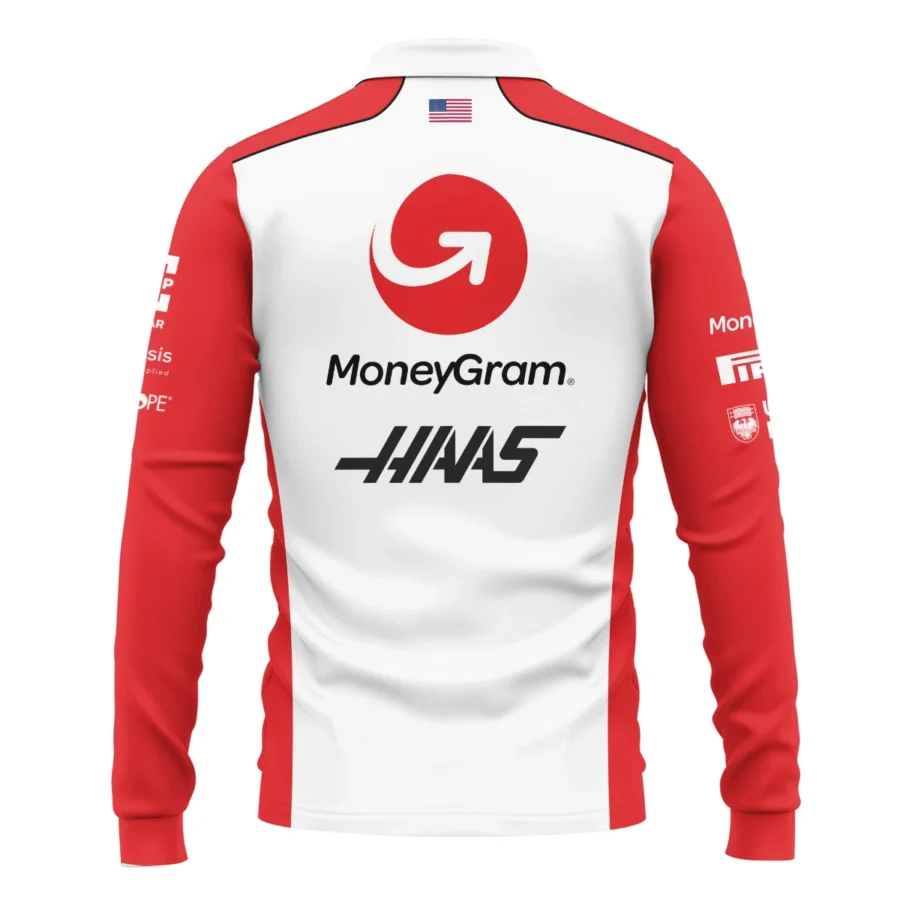 2025 Haas F1 Team Suit Long Polo Shirt BLVA150725A02HAASLPL