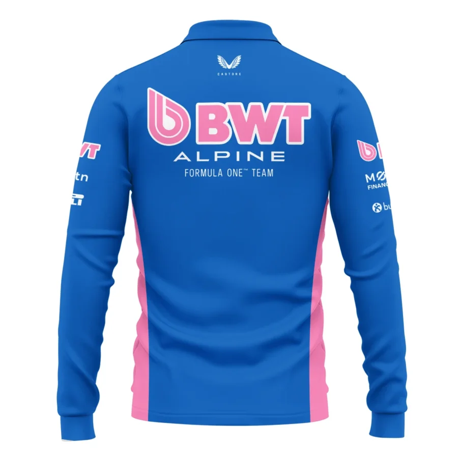 2025 Alpine F1 Race Suit Long Polo Shirt BLVA150725A03ALPLPL