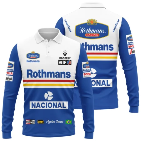 1994 Ayrton Senna Rothmans Williams Renault F1 Racing Team Long Polo Shirt BL3725A6LPL