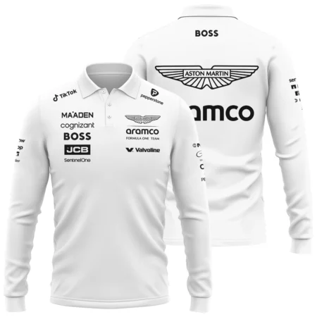 2025 Aston Martin F1 Race Suit Long Polo Shirt BLVA120725A03AMLPL