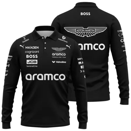 2025 Aston Martin F1 Team Suit Long Polo Shirt BLVA120725A05AMLPL