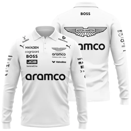 2025 Aston Martin F1 Team Suit Long Polo Shirt BLVA120725A06AMLPL