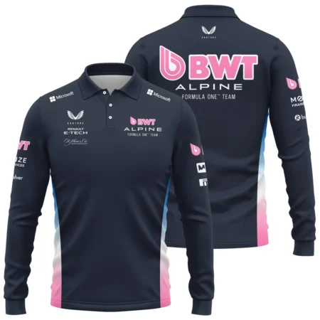 2025 Alpine F1 Team Suit Long Polo Shirt BLVA150725A01ALPLPL