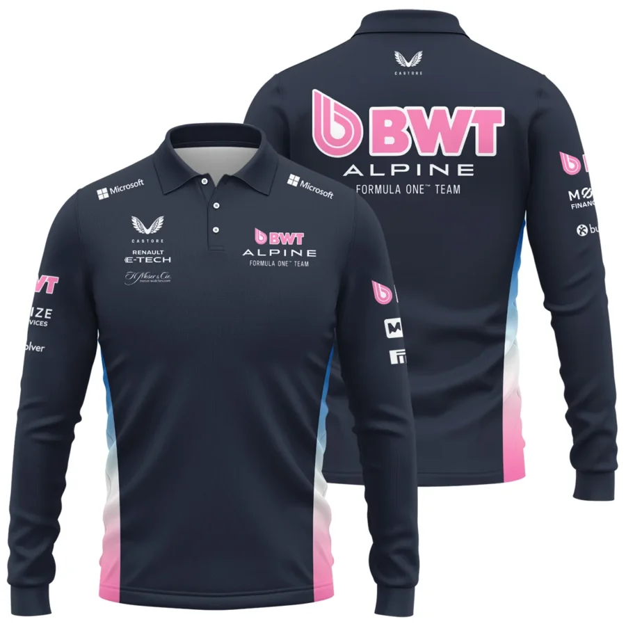 2025 Alpine F1 Team Suit Long Polo Shirt BLVA150725A01ALPLPL