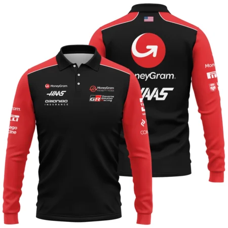 2025 Haas F1 Team Suit Long Polo Shirt BLVA150725A01HAASLPL