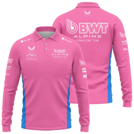 2025 Alpine F1 Team Suit Long Polo Shirt BLVA150725A02ALPLPL