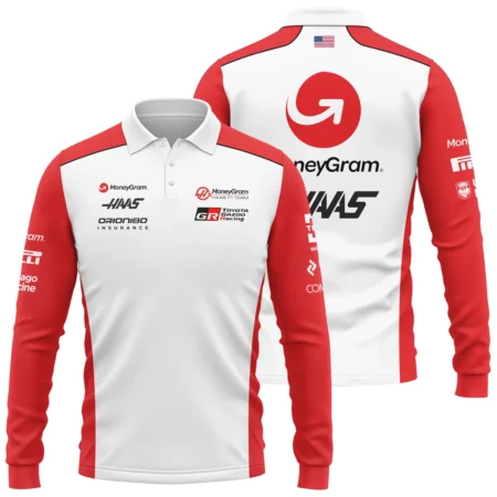 2025 Haas F1 Team Suit Long Polo Shirt BLVA150725A02HAASLPL