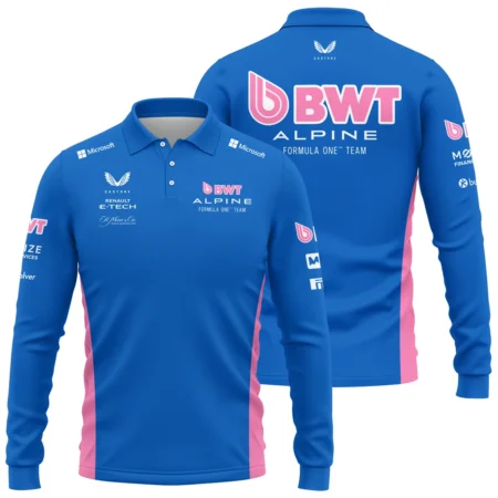 2025 Alpine F1 Race Suit Long Polo Shirt BLVA150725A03ALPLPL