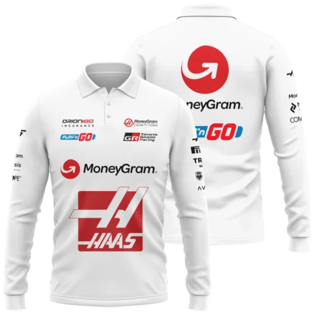 2025 Haas F1 Race Suit Long Polo Shirt BLVA150725HAAS04LPL