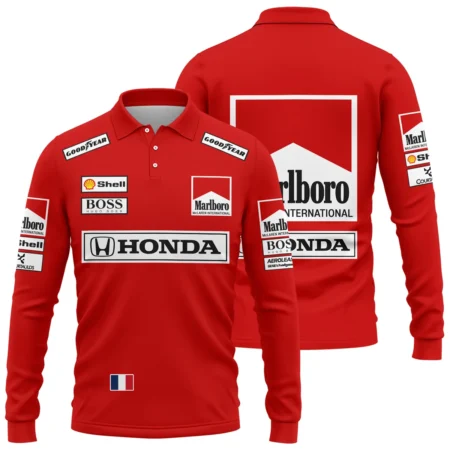 1989 Alain Prost Racing Costume Ferrari F1 Team Long Polo Shirt BLVAAP070725A01LPL