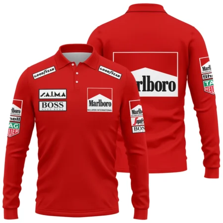 1985 Alain Prost Racing Suit McLaren F1 Team Long Polo Shirt BLVAAP070725A04LPL