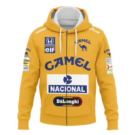 1987 Ayrton Senna Camel Honda Formula 1 Racing Team Zipper Hoodie BL3725A5ZHD