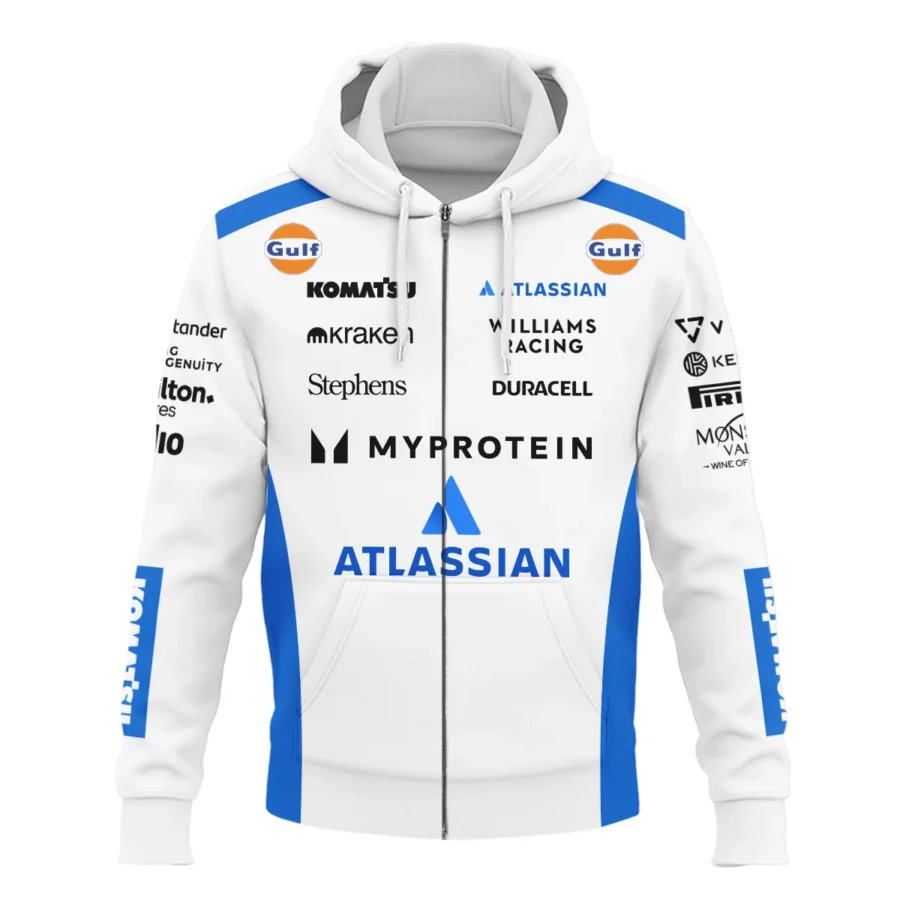2025 Williams F1 Race Suit Zipper Hoodie BLVA100725A03WILZHD