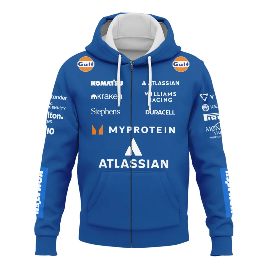 2025 Williams F1 Race Suit Zipper Hoodie BLVA100725A04WILZHD