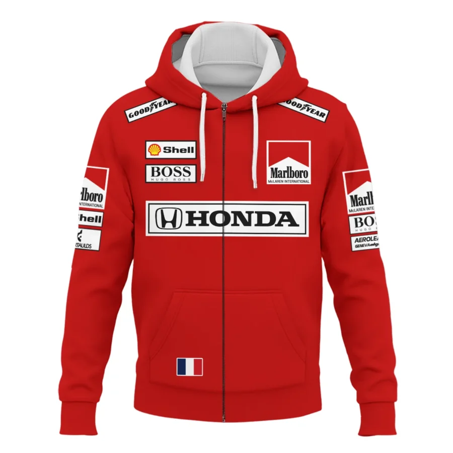 1989 Alain Prost Racing Costume Ferrari F1 Team Zipper Hoodie BLVAAP070725A01ZHD