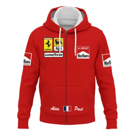 1990 Alain Prost Racing Costume Ferrari F1 Team Zipper Hoodie BLVAAP070725A02ZHD