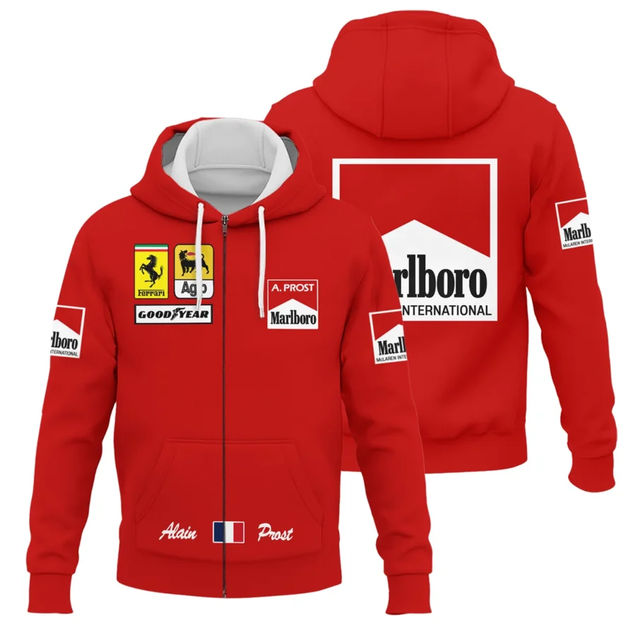1990 Alain Prost Racing Costume Ferrari F1 Team Zipper Hoodie BLVAAP070725A02ZHD