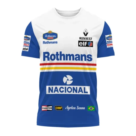 1994 Ayrton Senna Rothmans Williams Renault F1 Racing Team T-Shirt BL3725A6TS