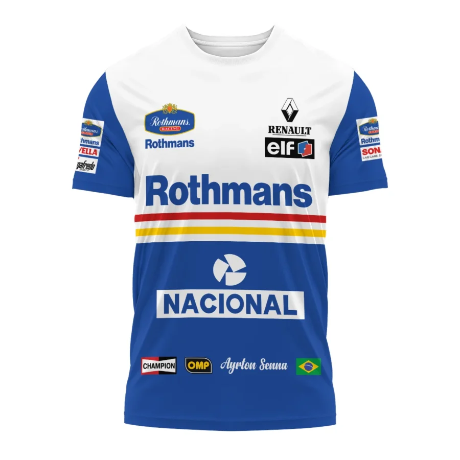 1994 Ayrton Senna Rothmans Williams Renault F1 Racing Team T-Shirt BL3725A6TS