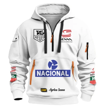 1985 Ayrton Senna John Player Special Lotus F1 Racing Team Hoodie Half Zipper BL3725A3HDF