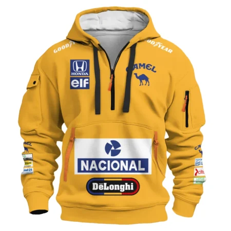 1987 Ayrton Senna Camel Honda Formula 1 Racing Team Hoodie Half Zipper BL3725A5HDF