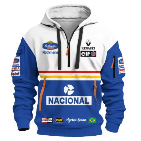 1994 Ayrton Senna Rothmans Williams Renault F1 Racing Team Hoodie Half Zipper BL3725A6HDF