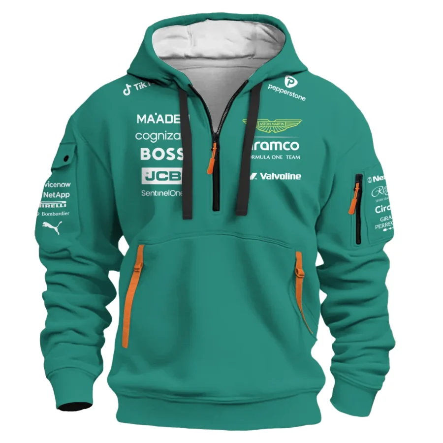 2025 Aston Martin F1 Team Suit Hoodie Half Zipper BLVA120725A01AMHDF