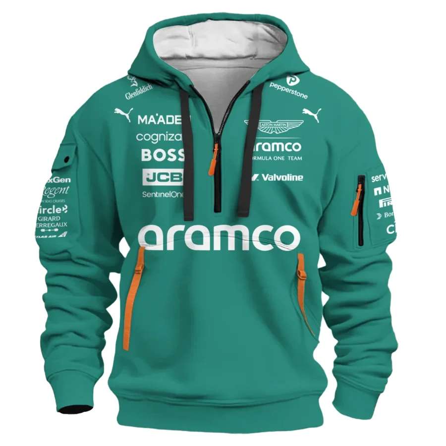 2025 Aston Martin F1 Race Suit Hoodie Half Zipper BLVA120725A04AMHDF