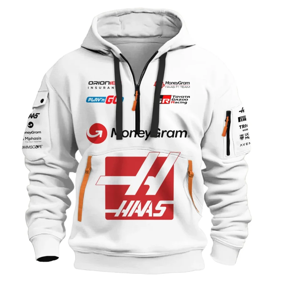 2025 Haas F1 Race Suit Hoodie Half Zipper BLVA150725HAAS04HDF
