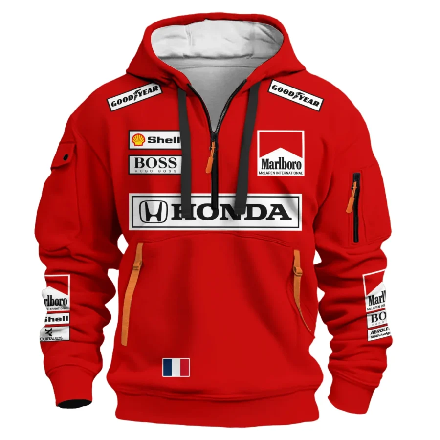 1989 Alain Prost Racing Costume Ferrari F1 Team Hoodie Half Zipper BLVAAP070725A01HDF