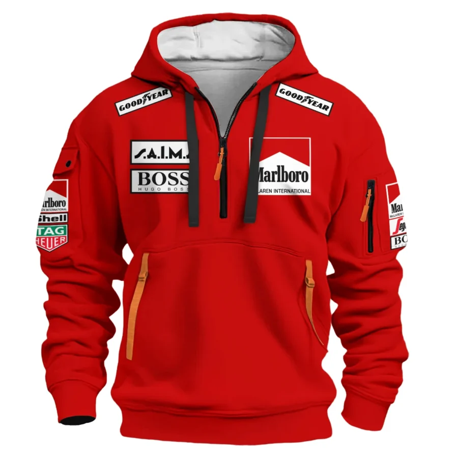 1985 Alain Prost Racing Suit McLaren F1 Team Hoodie Half Zipper BLVAAP070725A04HDF