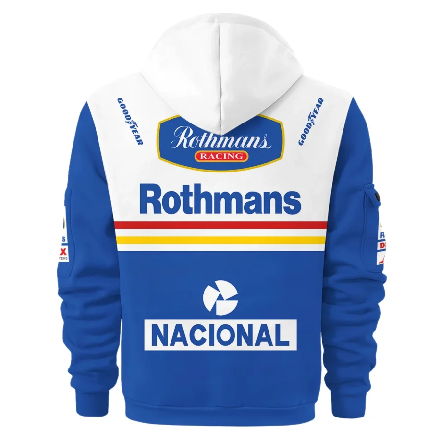 1994 Ayrton Senna Rothmans Williams Renault F1 Racing Team Hoodie Half Zipper BL3725A6HDF