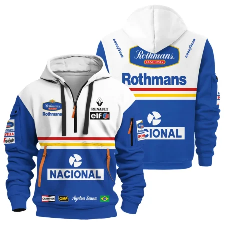 1994 Ayrton Senna Rothmans Williams Renault F1 Racing Team Hoodie Half Zipper BL3725A6HDF