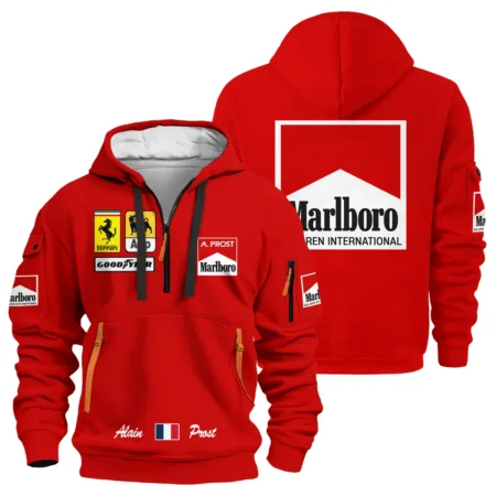 1990 Alain Prost Racing Costume Ferrari F1 Team Hoodie Half Zipper BLVAAP070725A02HDF