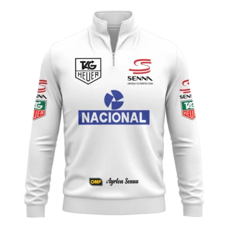 1985 Ayrton Senna John Player Special Lotus F1 Racing Team Quarter-Zip Sweatshirt BL3725A3QZS