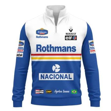 1994 Ayrton Senna Rothmans Williams Renault F1 Racing Team Quarter-Zip Sweatshirt BL3725A6QZS