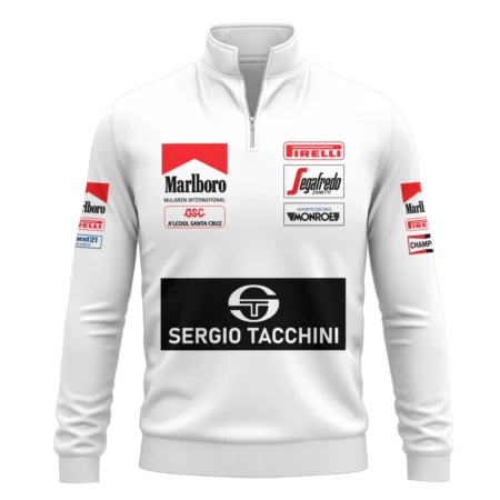 1984 Ayrton Senna Sergio Tacchini Toleman F1 Promotional Team Quarter-Zip Sweatshirt BL3725A7QZS