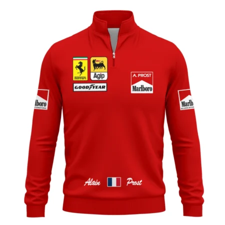 1990 Alain Prost Racing Costume Ferrari F1 Team Quarter-Zip Sweatshirt BLVAAP070725A02QZS