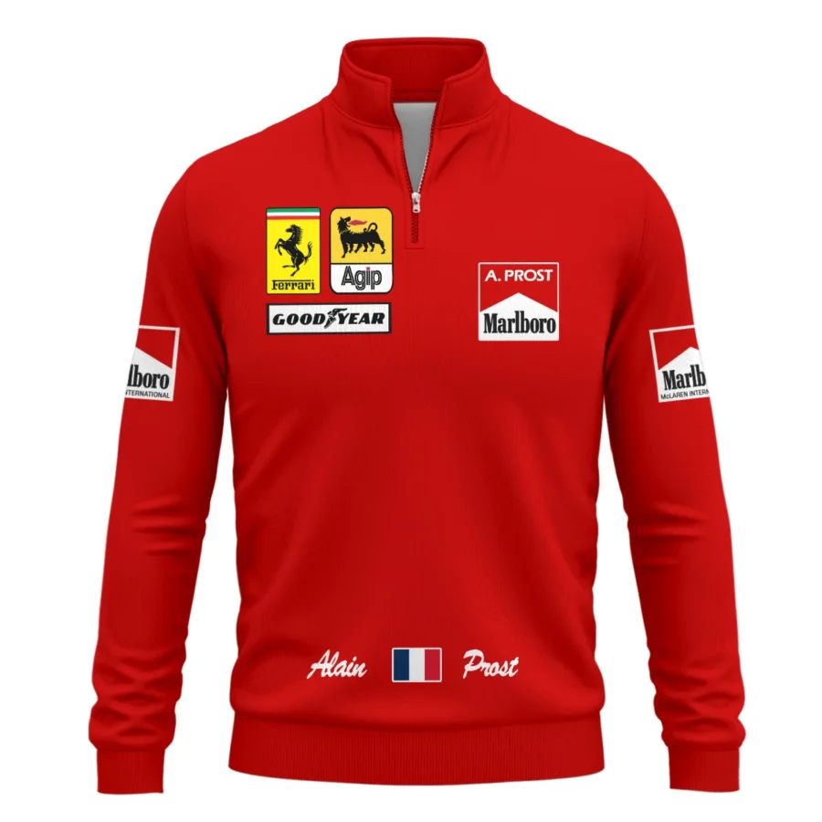 1990 Alain Prost Racing Costume Ferrari F1 Team Quarter-Zip Sweatshirt BLVAAP070725A02QZS