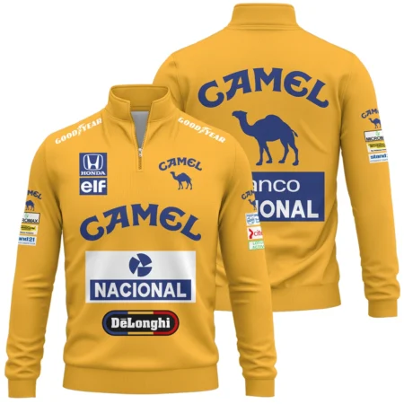 1987 Ayrton Senna Camel Honda Formula 1 Racing Team Quarter-Zip Sweatshirt BL3725A5QZS