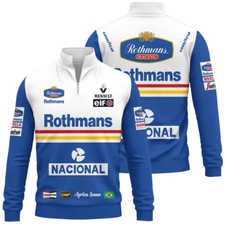 1994 Ayrton Senna Rothmans Williams Renault F1 Racing Team Quarter-Zip Sweatshirt BL3725A6QZS