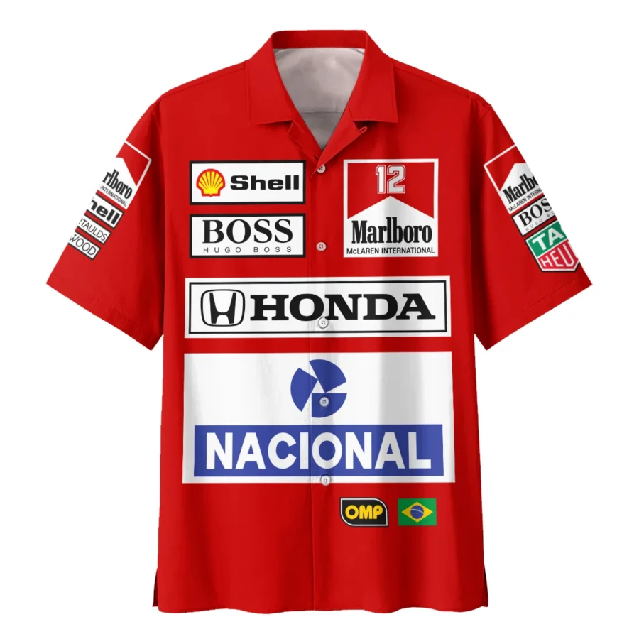 1988 Ayrton Senna Honda Race Suit Marlboro McLaren Hawaiian Shirt BL3725A2HW