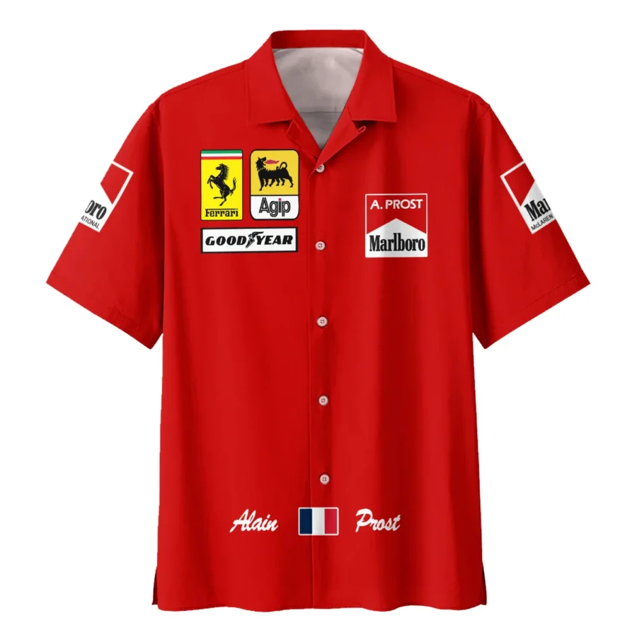 1990 Alain Prost Racing Costume Ferrari F1 Team Hawaiian Shirt BLVAAP070725A02HW