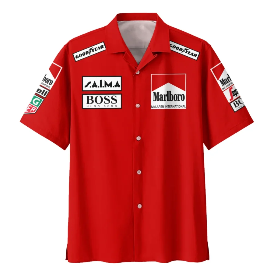 1985 Alain Prost Racing Suit McLaren F1 Team Hawaiian Shirt BLVAAP070725A04HW