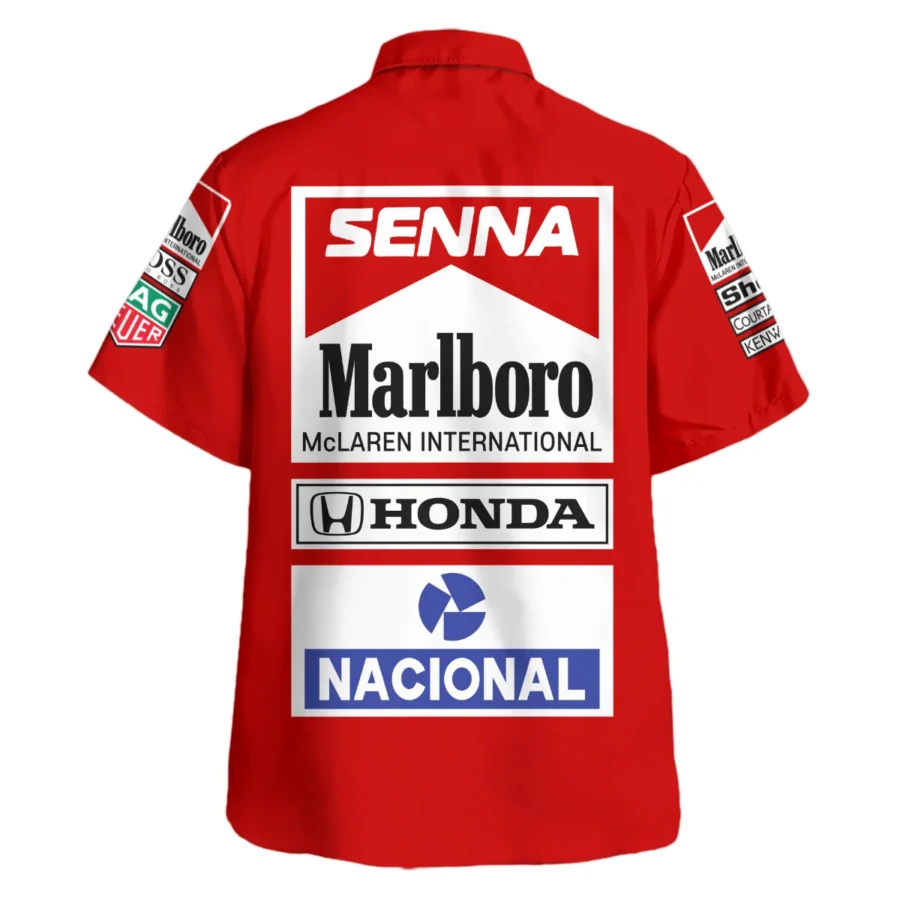 1988 Ayrton Senna Honda Race Suit Marlboro McLaren Hawaiian Shirt BL3725A2HW