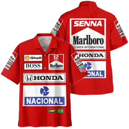 1988 Ayrton Senna Honda Race Suit Marlboro McLaren Hawaiian Shirt BL3725A2HW