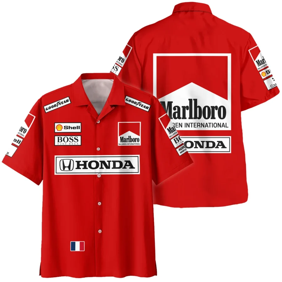1989 Alain Prost Racing Costume Ferrari F1 Team Hawaiian Shirt BLVAAP070725A01HW