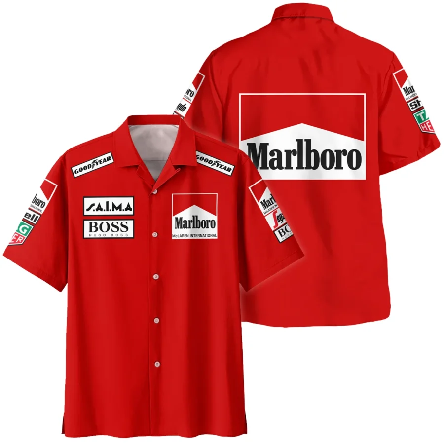 1985 Alain Prost Racing Suit McLaren F1 Team Hawaiian Shirt BLVAAP070725A04HW