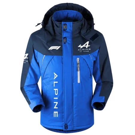 Alpine F1 Team Exclusive Logo Outdoor Plush Charging Suit Waterproof Windproof Jacket Detachable Hood BLF130525A1ALP